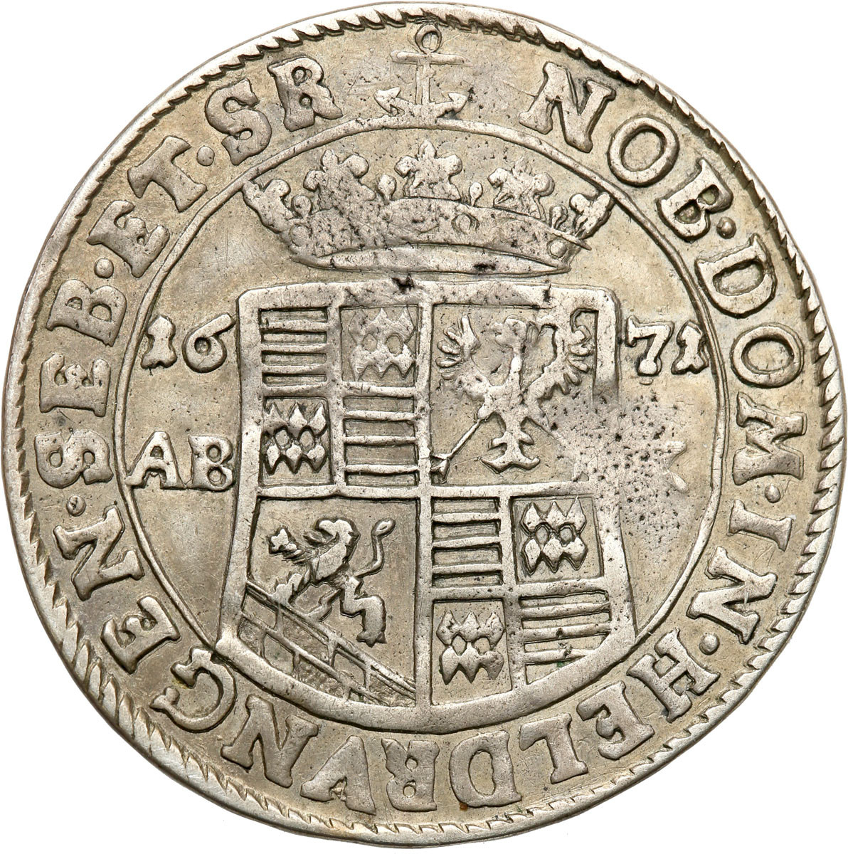Niemcy, Mansfeld. Jan Jerzy III (1647–1710). 1/3 talara (1/2 guldena) 1671, Eisleben